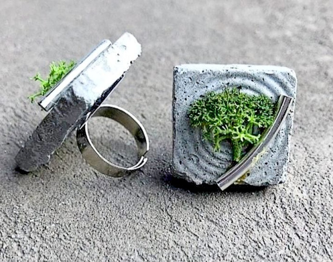 Inel din ciment, muschi si element din inox