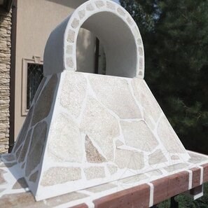 Gratar Gradina Traditional Mic (Carbune/Lemn, 100x60x210 cm, 650 kg, piatra naturala Rhodos, caramida)