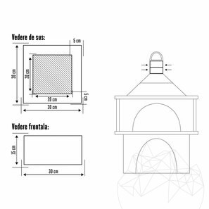 Удлинитель дымохода для печи 30 x 30 x 15 см (декоративный камень Rhodos)