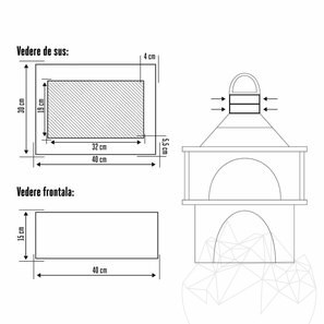 Prelungire Horn pt. Cuptor + Gratar Gradina Traditional – 15 cm (40 x 30cm, Piatra Poligonala Rhodos, Beton Armat,15kg)