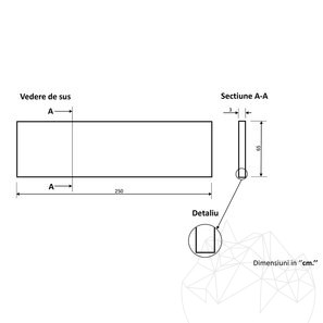 Blat Travertin Peach Polisat, 250 x 65 x 3 cm
