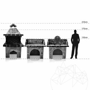 Set Mobilier Gradina Family, Standard (3 piese - Gratar Mediu, Carbune/Lemn, Masa, Lavoar) - piatra decorativa, caramida