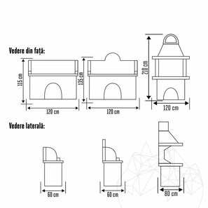 Set Mobilier Gradina Family, Traditional (Gratar Mediu, Carbune/Lemn, Masa, Lavoar) - piatra poligonala, caramida