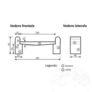 Banca gradina Romano Travertin Latte, 165 x 40 x 50 cm