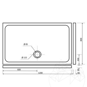 Душевой поддон из серебристого травертина ULTRA FLAT, 120 x 80 x 3 см