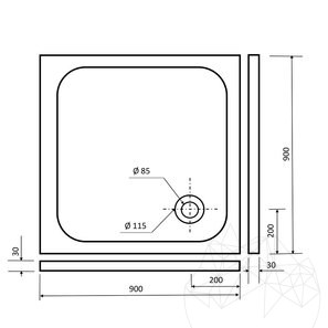 Душевой поддон из серебристого травертина ULTRA FLAT, 90 x 90 x 3 см