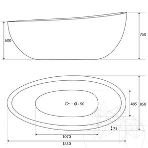 Ванна Autograph Arabescato Faro Marble, 185 x 86 x 70 см