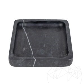 Tava decorativa patrata marmura Nero, 15 x 15 x 2.5 cm
