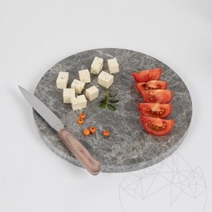 Круглая разделочная доска из натурального камня. Овощи, Фрукты, Мясо, Диаметр 28 см