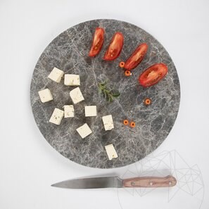 Круглая разделочная доска из натурального камня. Овощи, Фрукты, Мясо, Диаметр 28 см
