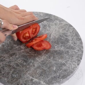 Круглая разделочная доска из натурального камня. Овощи, Фрукты, Мясо, Диаметр 28 см