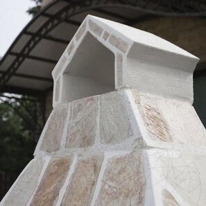 Gratar Gradina Traditional Mare (Carbune/Lemn, 153x70x210 cm, 950 kg, piatra naturala Rhodos, caramida)
