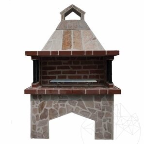 Gratar Gradina Traditional Mare (Carbune/Lemn, 153x70x210 cm, 950 kg, piatra naturala Rhodos, caramida)