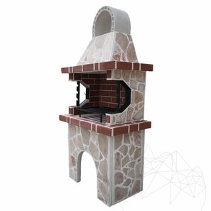 Gratar Gradina Traditional Mic (Carbune/Lemn, 100x60x210 cm, 650 kg, piatra naturala Rhodos, caramida)