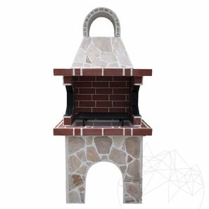 Gratar Gradina Traditional Mic (Carbune/Lemn, 100x60x210 cm, 650 kg, piatra naturala Rhodos, caramida)