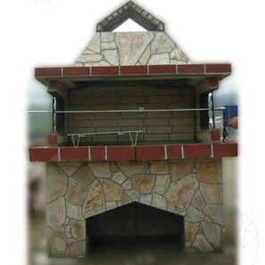 Gratar Gradina Traditional Mare cu sistem grill (Carbune/Lemn, 153x75x210 cm, 950 kg, piatra poligonala, caramida)