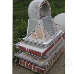 Gratar Gradina Traditional Mic (Carbune/Lemn, 100x60x210 cm, 650 kg, piatra naturala Rhodos, caramida)