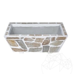 Jardiniera Rustica din Beton, 100x50 cm - Placata cu Piatra Poligonala Rhodos | Ideala pt Flori în Gradina, Terasa si Al
