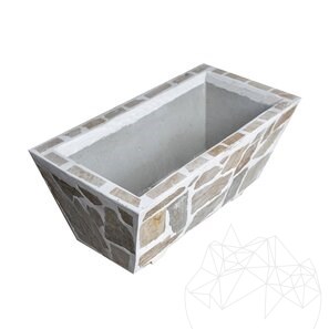 Jardiniera Rustica din Beton, 100x50 cm - Placata cu Piatra Poligonala Rhodos | Ideala pt Flori în Gradina, Terasa si Al