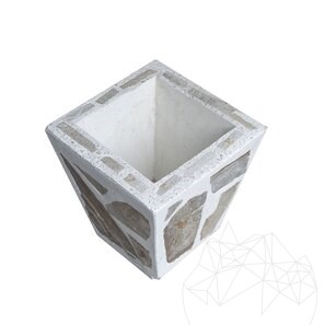 Традиционное кашпо, 30 x 30 x 40 см, облицовано родосским полигональным камнем