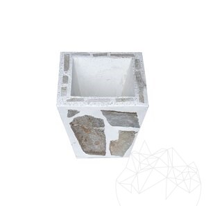 Традиционное кашпо, 30 x 30 x 40 см, облицовано родосским полигональным камнем