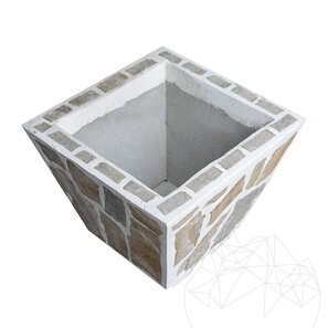 Кашпо 50/50, облицованное полигональным камнем Rhodos
