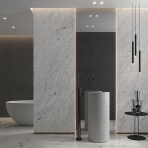 Lastra Marmura Carrara White Canvas Design 2CM
