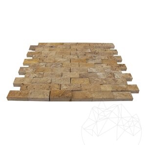Mozaic Travertin Yellow Scapitat, 2.5 x 5 cm