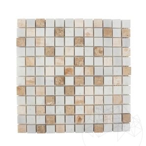 Mozaic Marmura Alba-Onix-Emperador Mix Polisata, 2.3 x 2.3 cm