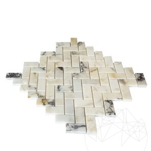 Mozaic Marmura Arabescato Chevron Polisat, 2.3 x 5 cm