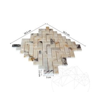 Mozaic Marmura Arabescato Chevron Polisat, 2.3 x 5 cm