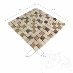 Mozaic Marmura Mix Marble Polisata, 2.3 x 2.3 cm