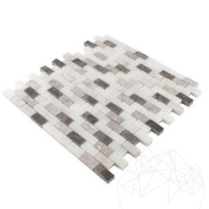 Полированная мозаика из смешанного мрамора, 3,2 x 1,5 см (Император/Тундра/Мугла)
