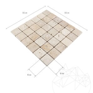 Классическая античная мозаика из травертина, 4,8 x 4,8 см