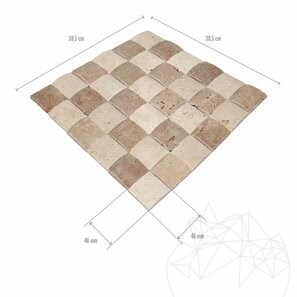 Mozaic Travertin Classic si Noce 3D Pillow Antichizat, 5 x 5 cm