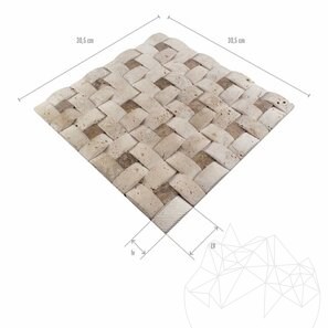Mozaic Travertin Classic si Latte 3D Konkav Antichizat