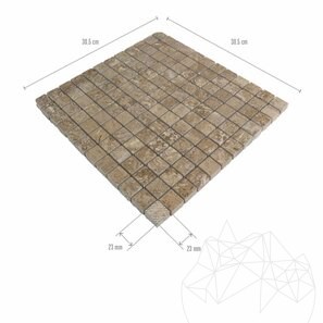 Полированная мозаика из латте-травертина, 2,3 x 2,3 см