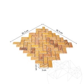 Мозаика из полированного травертина персикового шеврона, 2,5 x 5 см