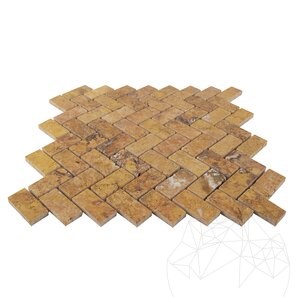 Мозаика из полированного травертина персикового шеврона, 2,5 x 5 см