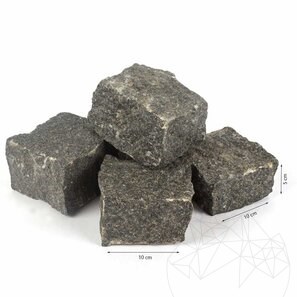 Piatra Cubica Granit Gri Antracit Natur, 10 x 10 x 5 cm