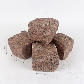 Piatra Cubica Granit Maple Red Natur, 8 x 8 x 8 cm
