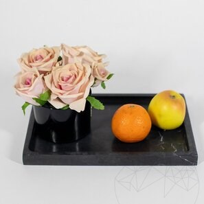 Tava decorativa dreptunghiulara marmura Nero, 30 x 20 x 2.5 cm