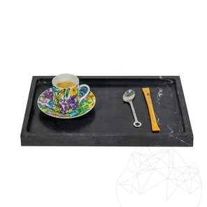 Tava decorativa dreptunghiulara marmura Nero, 30 x 20 x 2.5 cm