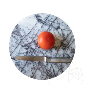 Круглая разделочная доска из натурального камня. Овощи, Фрукты, Мясо, Диаметр 28 см