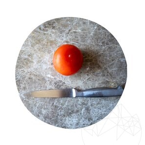 Круглая разделочная доска из натурального камня. Овощи, Фрукты, Мясо, Диаметр 28 см