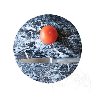 Круглая разделочная доска из натурального камня. Овощи, Фрукты, Мясо, Диаметр 28 см