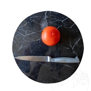 Круглая разделочная доска из натурального камня. Овощи, Фрукты, Мясо, Диаметр 28 см