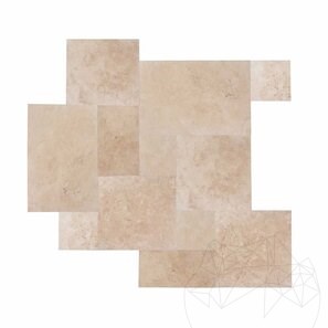 Travertin Classic Cross Cut French Pattern Set Periat, 1.2 cm