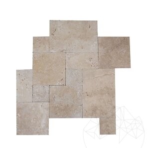 Travertin Classic Cross Cut Mini French Pattern Set Antichizat, 1 cm