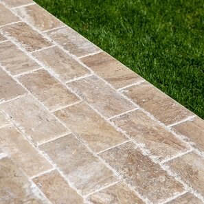 Travertin Latte PREMIUM Periat si Daltuit, 30.5 x 15.2 x 3 cm (Pavaj Exterior)